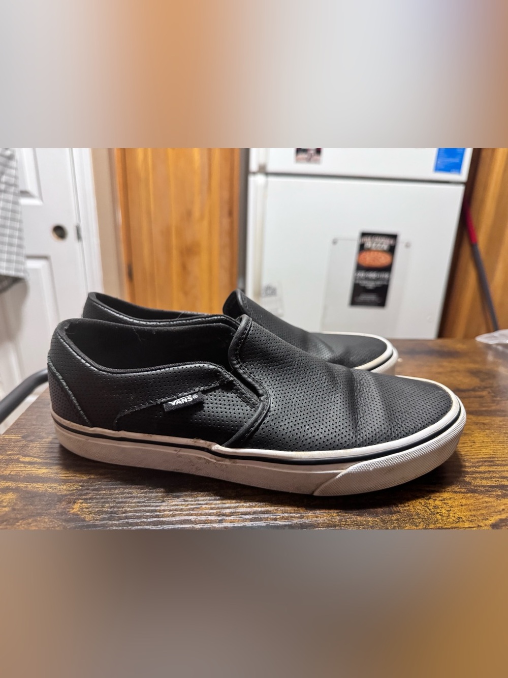Vans Black Perforated Slip-On Sneakers Size 9